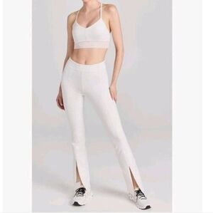 Alo Athletic Yoga Women's White High-Waisted Pants Leggings Front Slit Small